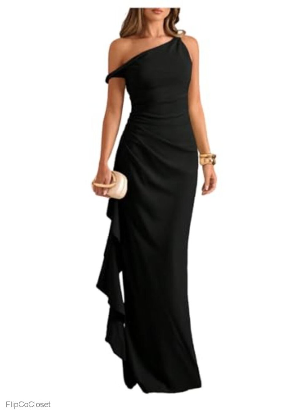 Off Shoulder Ruffle Maxi Dress Formal Prom Gown